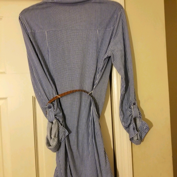 Blue striped shirt dress - Picture 2 of 3